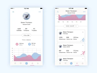 Sport Tracking App app chart fitness ios profile sport timeline ui ux