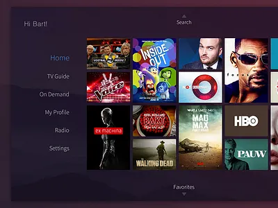 TV UI dashboard design home interface movies posters profile search series tv ui
