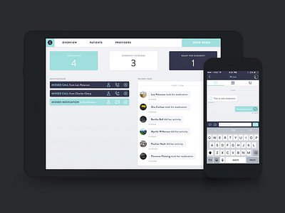 Recover Interface dashboard healthcare hotel housebuilt interface lab patient recover telehealth telemedicine ui ux