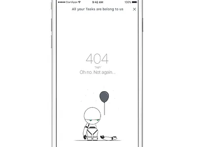 Empty state / Error screen app empty state error green hitchhikers guide to the galaxy management marvin mobile project robot time white