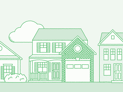 Neighborhood Illustration design drawing home house illustration landscape line art monochromatic mortgage neighborhood real estate vector