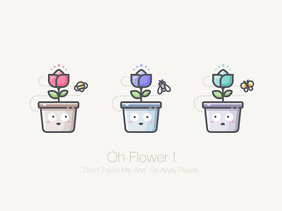 Flower bee butterfly flower flowerpot fly fun funny happy illustrator leaf plant