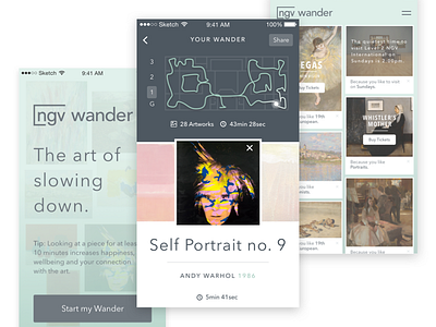 NGV Wander - The art of slowing down art gallery iphone map meditation tracking wander