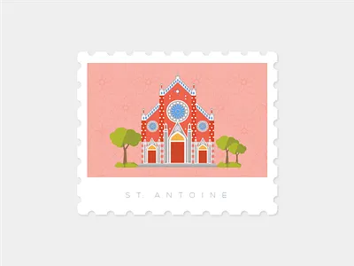 Saint Antuan Church, Istanbul church illustration istanbul landmark saintantuan stamp