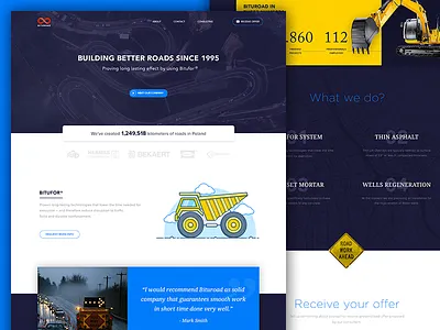 Bituroad Landing Page blue design flat form illustration landing page outline road testimonial ui ux web