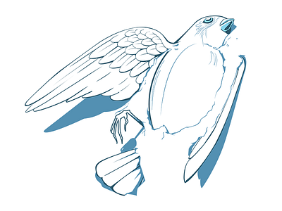 Dead Bird in the Snow bird blue dead illustration snow vector winter