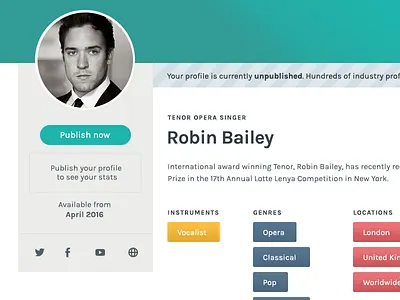 Profile Musician avatar musician profile tags