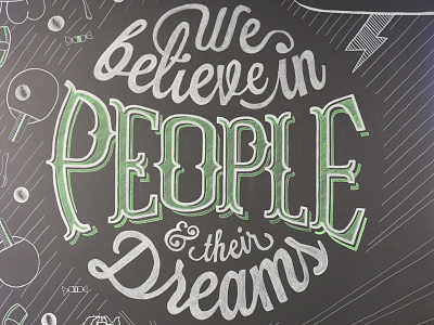 Dream Wall branding chalk wall chark art environmental design hand drawn typography illustration office design type inspiration typography