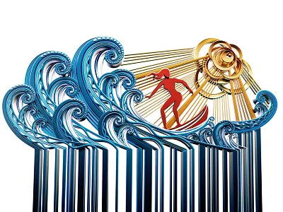 Surf Bar Code 3d alekscg bar code cgi kuskov ocean render surf waves