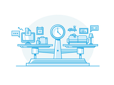 Balancing Work & Home art branding computer corporate design flat graphic design icon illustration logo office scale