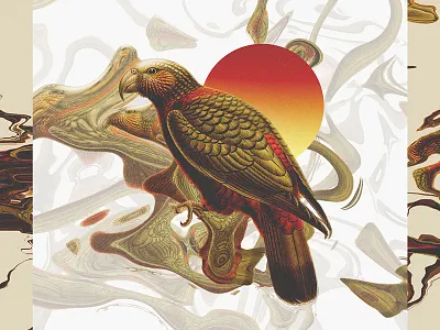 Protect your eyes and your fries. abstract art bird circle distortion geometric illustration psychedelic vintage waves weird