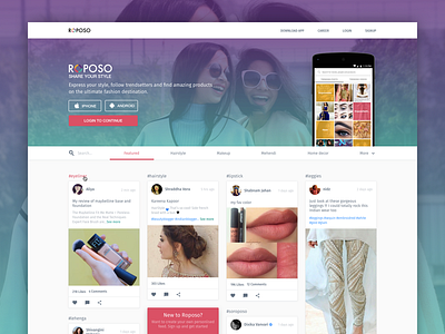 Roposo Home Page appstore fashion playstore rate us roposo share social network stars style