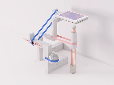 Balance Series 01 3d balance c4d concrete copper geometry impossible marble rubber band stone vray