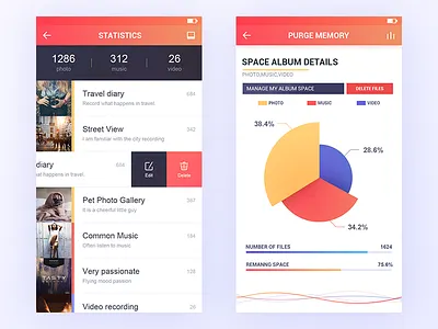 Memory space management app data icon illustration ios iphone ui
