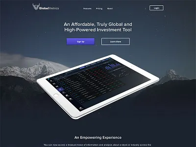 Global Metrics Homepage finance financial graph home investment marketing stock