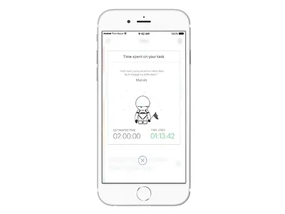 Time spent on the task screen app green ios management marvin mobile project robot time white