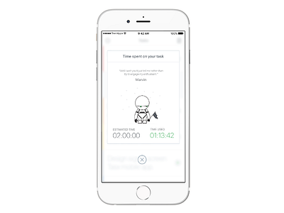 Time spent on the task screen app green ios management marvin mobile project robot time white