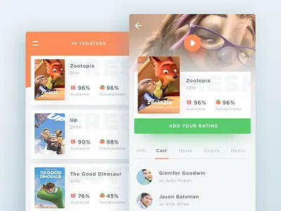 Rottentomatoes App Concept cinema critics imdb ios mobile movie rating review ticket
