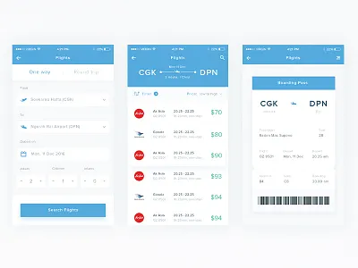 Flight Screens app book card flight ios plane ticket travel