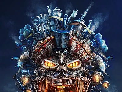 Karabas 3d alekscg cgi fire horror karabas kuskov metal mouth render smoke steampunk