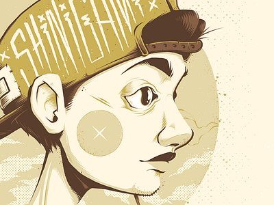 "Shinigami" character clouds eye face halftone illustration photoshop portrait profile shinigami snapback texture