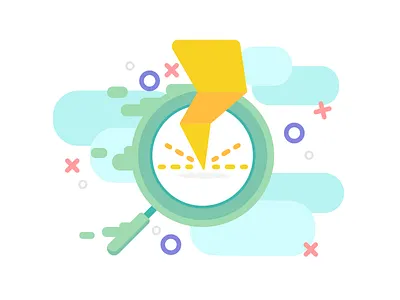 Fragments - Powerfull research artwork fast feature flat icon illustration lamp onboarding power search