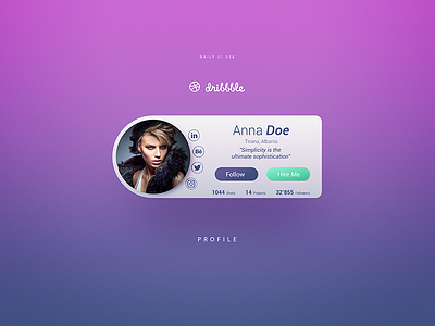 Daily UI #006 Profile card cool dailyui dailyuichallenge dribbble everyday icon minimal modern ui