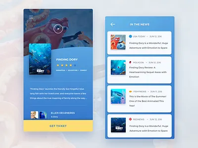 Mofish Mobile app blue cinema film mobile movie netflix player review video web yellow