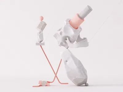 Balance Series 03 3d balance c4d ceramic composition copper marble pray skull stone