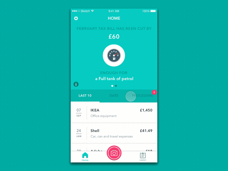 1Tap Receipts - Pull To Refresh animation iphone pull to refresh receipts reward save sole proprietorship tax