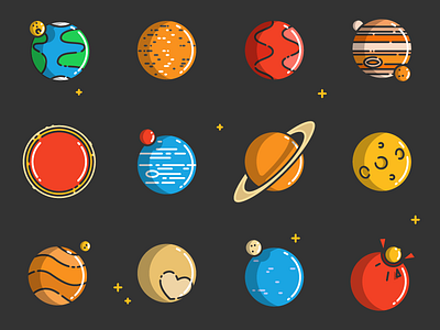 Solar System icons earth icon jupiter mars mercury moon pluto saturn solar sun uranus venus