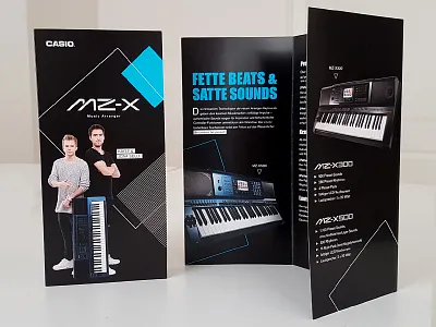 Folder Casio Music casio flyer folder graphicdesign keyboard music musicarranger mzx neon pantone print