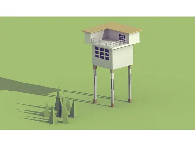 Landscape WIP 3d blender building grass house isometric landscape low poly model study tree