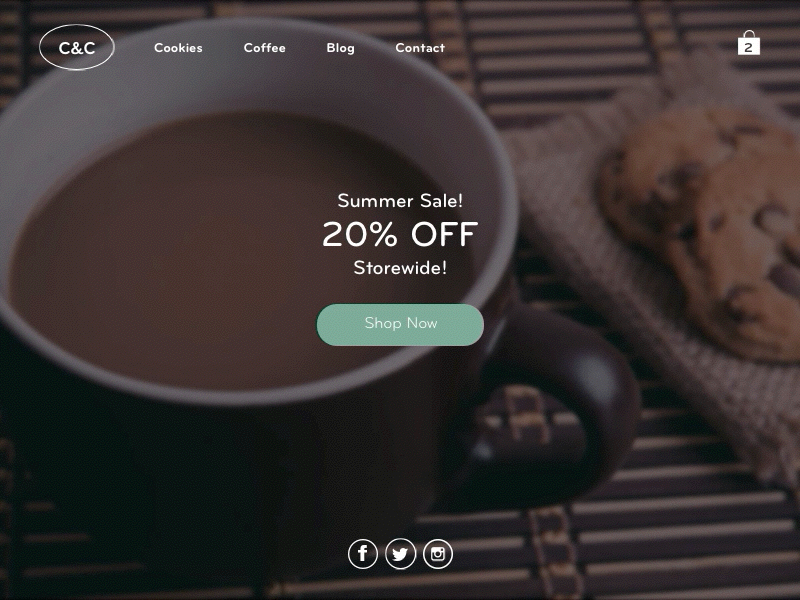 DailyUI - #058 - Shopping Cart 058 bag checkout coffee cookies dailyui shopping cart social media buttons