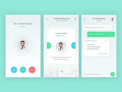 Contact Doctor App app call chat doctor interaction ios medical mobile phone swipe