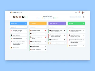 Tasks - low information density activity app board cards clean dashboard management material design organization project tasks