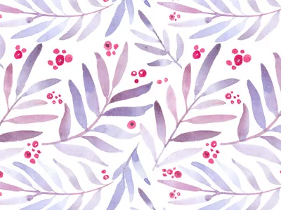 Lavender Botanicals botanical floral handmade illustration leaves pattern watercolor