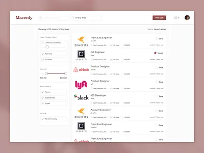 Job Search & Filter UI filter jobs search ui ux
