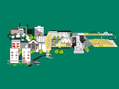 Panno "New Bender", 1967 city flat line mosaics polygon simple soviet art street town
