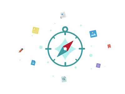 Empty states illustration: Content Explorer app compass content empty states explorer illustration notes ui ux
