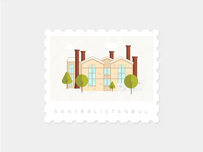 Santralistanbul, Istanbul illustration istanbul landmark santralistanbul stamp