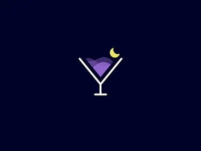 Moon Night Cocktail aegean sea alcohol wine beach club bar cocktail cosmopolitan flat line icon logo lemon moon night life relax party simple minimal smart clever