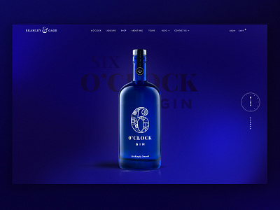 6 O'Clock Gin Landing bottle branding gin homepage interface landing layout logo product ui web website