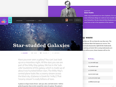 Kids Discover - Galaxies Topic View color galaxies interface kids discover space ui web design website