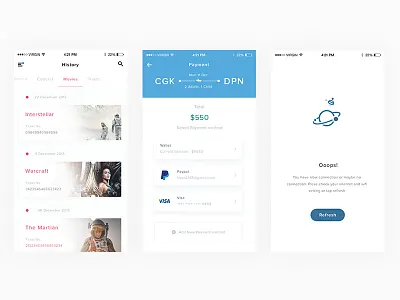 Additional screen app card empty state history ios movies payment ticket