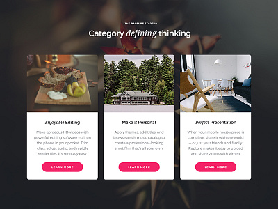 The Rapture Startup — Coming Soon announce card design feature interface ipad iphone landing landing page ui ui kit ui pack