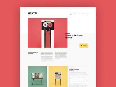 Mental blog clean color computer landing minimal red simple ui web