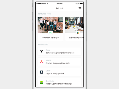Job List app application inquiry ios iphone job linkedin list network search ui work