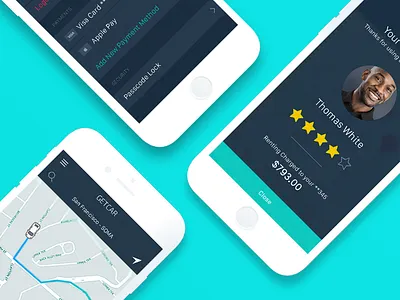 GetCar App (study) car ios location lyft map navigation pay renting settings transport uber vehicle