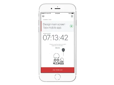 Current task and work day app daily green management project tasks time time management white